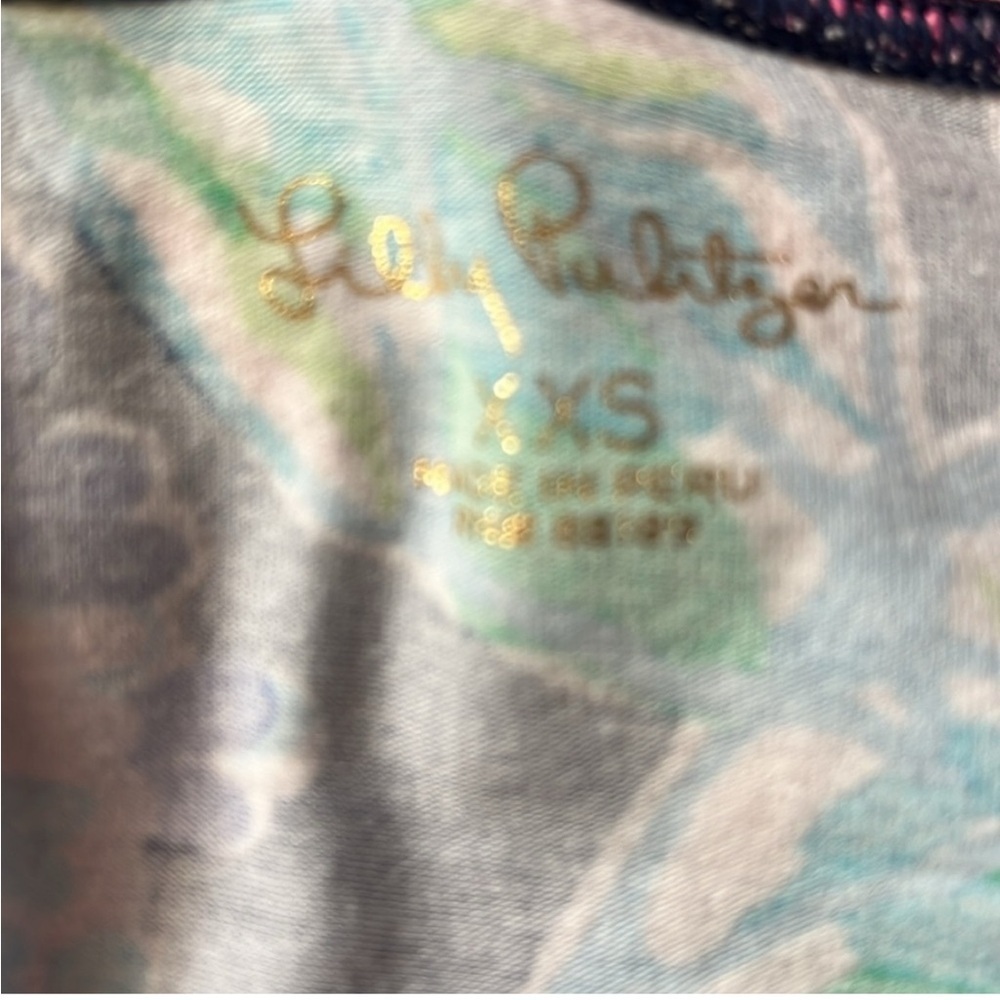 Lilly Pulitzer Aleah Top “Hey Hey Bouquet”, Size XXS. High Tide Navy. Pink/blue - Picture 3 of 12